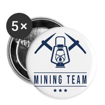 Bergbau Team Bergmann Mine Bargarbeiter - Buttons groß 56 mm (5er Pack) - Weiß - Vorne
