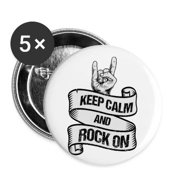 Keep Calm and Rock on Rock Music Gift for Rock - Buttons large 2.2''/56 mm (5-pack) - white - Front