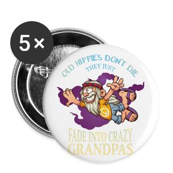 Old hippies don't die, they just become - Buttons large 2.2''/56 mm (5-pack) - white - Front