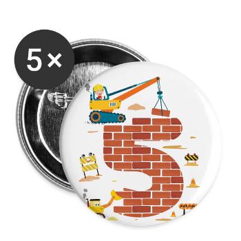 Kinder 5. Geburtstag Jungs Ich bin schon 5 Jahre, - Buttons groß 56 mm (5er Pack) - Weiß - Vorne