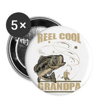 Opa Großvater Jäger Opa Angeln Fisch - Buttons groß 56 mm (5er Pack) - Weiß - Vorne