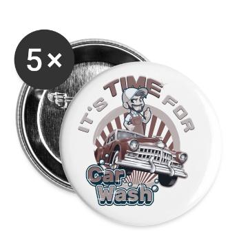 It's time for car washing - vintage look - Buttons large 2.2''/56 mm (5-pack) - white - Front
