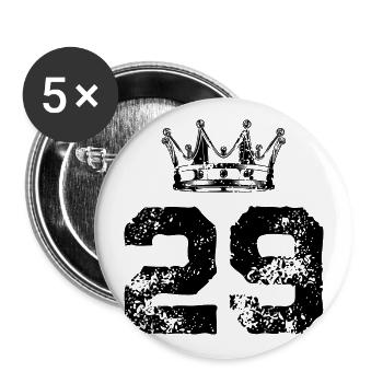 29 Zahl Krone - Buttons groß 56 mm (5er Pack) - Weiß - Vorne