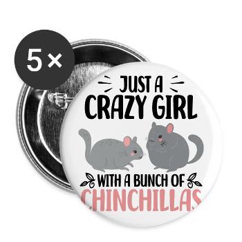 Chinchilla - Lot de 5 grands badges (56 mm) - blanc - Devant