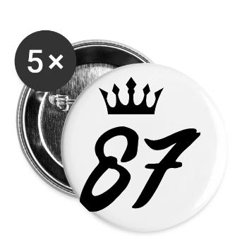 87 Zahl Krone - Buttons groß 56 mm (5er Pack) - Weiß - Vorne