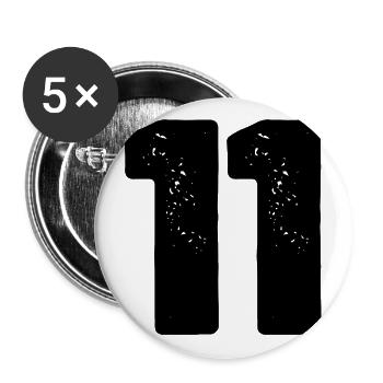 11 Zahl Trikot - Buttons groß 56 mm (5er Pack) - Weiß - Vorne