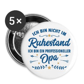 Lustiger Spruch Opa Ruhestand Rentner Geschenk - Buttons groß 56 mm (5er Pack) - Weiß - Vorne