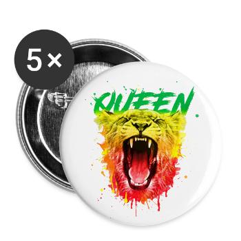 Lion Löwe Queen Königin Selbstbewusst Geschenk - Buttons groß 56 mm (5er Pack) - Weiß - Vorne