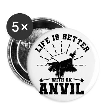 Schmied - Buttons groß 56 mm (5er Pack) - Weiß - Vorne