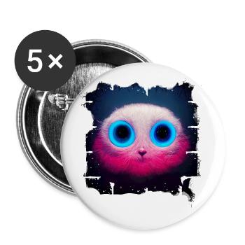 space kitty - Buttons large 2.2''/56 mm (5-pack) - white - Front