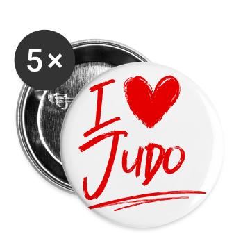 J’adore le judo - Lot de 5 grands badges (56 mm) - blanc - Devant