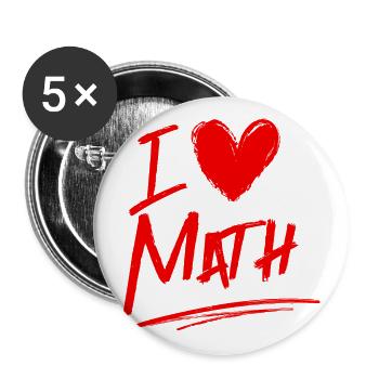 I love math - Buttons large 2.2''/56 mm (5-pack) - white - Front