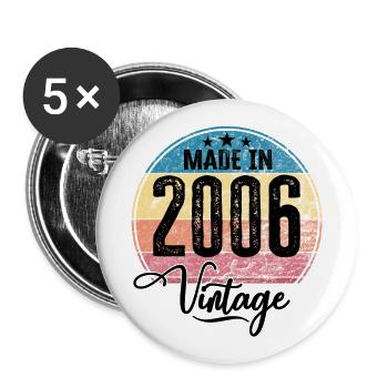 Vintage Made in 2006 Year of Birth 2006 Birthday - Buttons large 2.2''/56 mm (5-pack) - white - Front