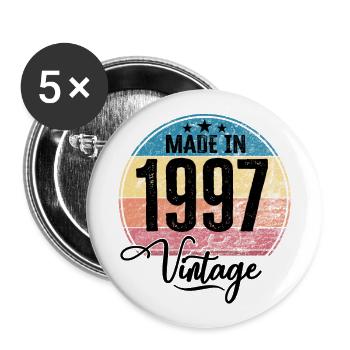 Vintage Made in 1997 Year of Birth 1997 Birthday - Buttons large 2.2''/56 mm (5-pack) - white - Front
