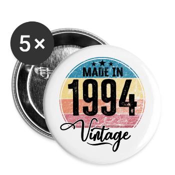 Vintage Made in 1994 Geburtsjahr 1994 Geburtstag - Buttons groß 56 mm (5er Pack) - Weiß - Vorne