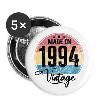 Vintage Made in 1994 Geburtsjahr 1994 Geburtstag - Buttons groß 56 mm (5er Pack) - Weiß - Vorne
