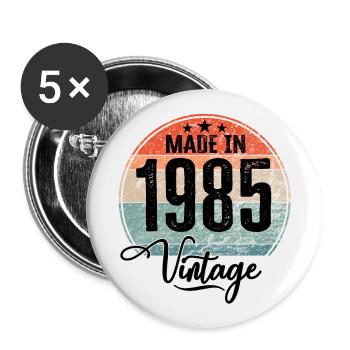 Vintage Made in 1985 Year of birth 1985 Birthday - Buttons large 2.2''/56 mm (5-pack) - white - Front
