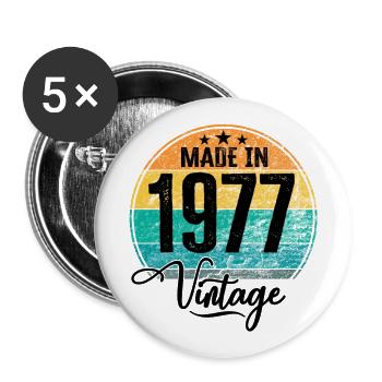 Vintage Made in 1977 Year of birth 1977 Birthday - Buttons large 2.2''/56 mm (5-pack) - white - Front