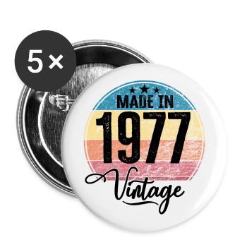 Vintage Made in 1977 Year of birth 1977 Birthday - Buttons large 2.2''/56 mm (5-pack) - white - Front