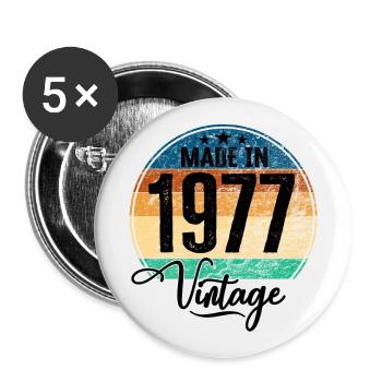 Vintage Made in 1977 Year of birth 1977 Birthday - Buttons large 2.2''/56 mm (5-pack) - white - Front