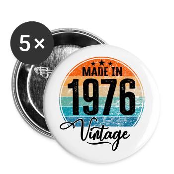 Vintage Made in 1976 Year of birth 1976 Birthday - Buttons large 2.2''/56 mm (5-pack) - white - Front