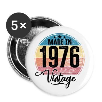 Vintage Made in 1976 Year of birth 1976 Birthday - Buttons large 2.2''/56 mm (5-pack) - white - Front