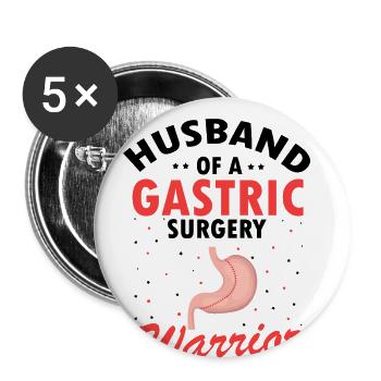 Magenoperation Design für Magenbypass Patient - Buttons groß 56 mm (5er Pack) - Weiß - Vorne