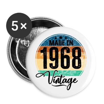 Vintage Fabriqué en 1968 Année de naissance 1968 Anniversaire - Lot de 5 grands badges (56 mm) - blanc - Devant