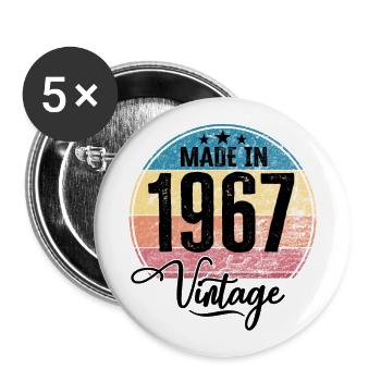 Vintage Made in 1967 Year of birth 1967 Birthday - Buttons large 2.2''/56 mm (5-pack) - white - Front