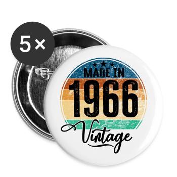 Vintage Fabriqué en 1966 Année de naissance 1966 Anniversaire - Lot de 5 grands badges (56 mm) - blanc - Devant