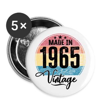 Vintage Made in 1965 Year of birth 1965 Birthday - Buttons large 2.2''/56 mm (5-pack) - white - Front