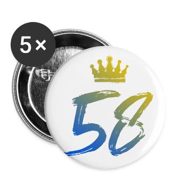 58 Couronne numérique - Lot de 5 grands badges (56 mm) - blanc - Devant