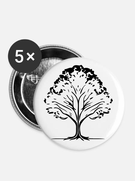 Baum Wald Symbol - Buttons groß 56 mm (5er Pack) - Weiß