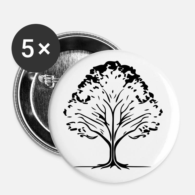 Baum Wald Symbol - Buttons groß 56 mm (5er Pack) - Weiß