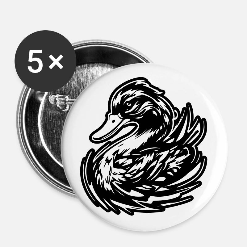 Duck animal - Buttons large 2.2''/56 mm (5-pack) - white