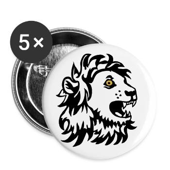 Löwenkopf - Buttons groß 56 mm (5er Pack) - Weiß - Vorne