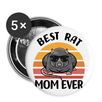 Ratten - Buttons groß 56 mm (5er Pack) - Weiß - Vorne