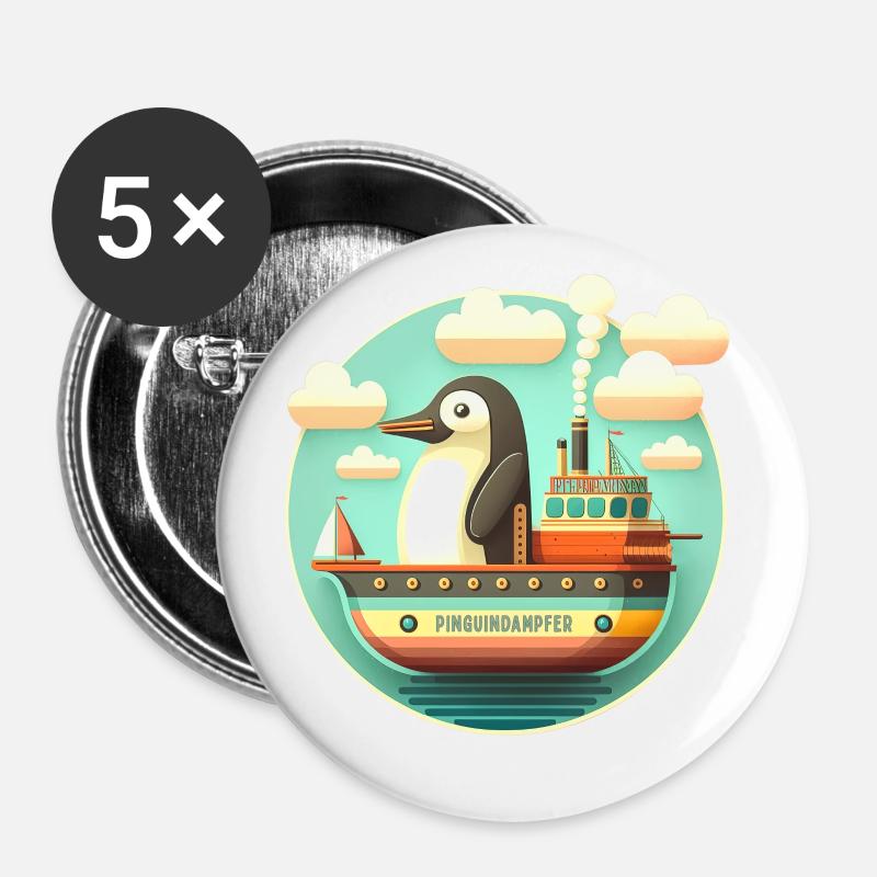 Penguin Steamer 1 - Buttons large 2.2''/56 mm (5-pack) - white