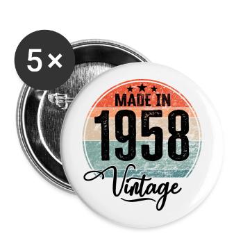 Vintage Made in 1958 Year of birth 1958 Birthday - Buttons large 2.2''/56 mm (5-pack) - white - Front