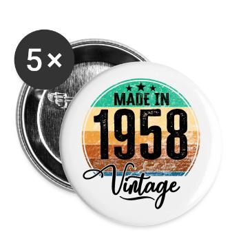Vintage Made in 1958 Year of birth 1958 Birthday - Buttons large 2.2''/56 mm (5-pack) - white - Front