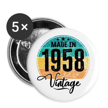 Vintage Made in 1958 Year of birth 1958 Birthday - Buttons large 2.2''/56 mm (5-pack) - white - Front
