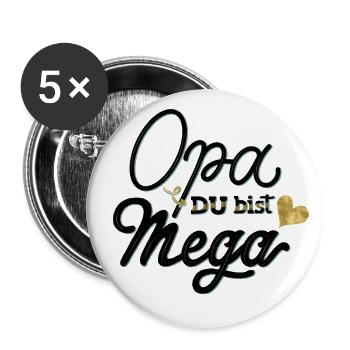Opa, du bist mega - Buttons groß 56 mm (5er Pack) - Weiß - Vorne