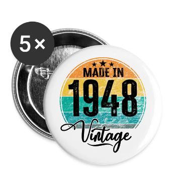 Millésime fabriqué en 1948 Année de naissance 1948 Anniversaire - Lot de 5 grands badges (56 mm) - blanc - Devant