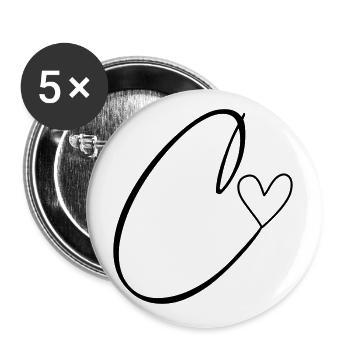 Buchstabe C Buchstabe-C Kalligrafie - Buttons groß 56 mm (5er Pack) - Weiß - Vorne