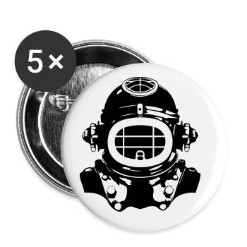 Taucherhelm Tauchen Apnoe Vintage - Buttons groß 56 mm (5er Pack) - Weiß - Vorne