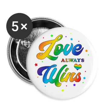 L’amour gagne toujours clr - Lot de 5 grands badges (56 mm) - blanc - Devant