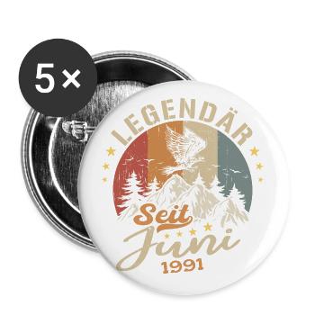 Legendär seit Juni 1991 - Geburtstag 1991 - Buttons groß 56 mm (5er Pack) - Weiß - Vorne