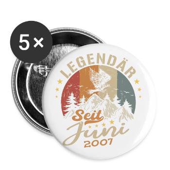 Legendär seit Juni 2007 - Geburtstag 2007 - Buttons groß 56 mm (5er Pack) - Weiß - Vorne