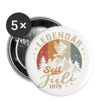 Juli 1979 Jahrestag Juli 1979 Juli - Buttons groß 56 mm (5er Pack) - Weiß - Vorne