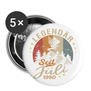Juli 1990 Jahrestag Juli 1990 Juli - Buttons groß 56 mm (5er Pack) - Weiß - Vorne